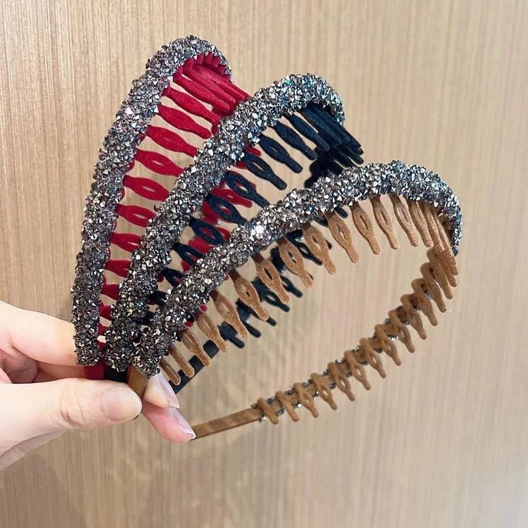 Vintage Rhinestone Flocked Headband （3Pcs / 1Set）